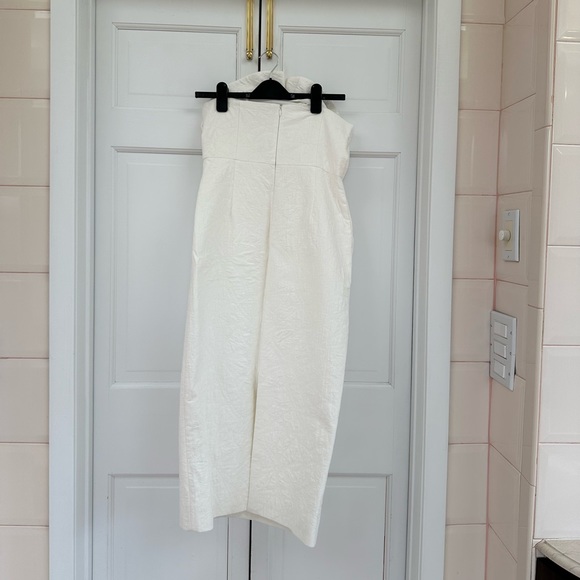 Mara Hoffman Maia White Linen Strapless Dress with Rose - Picture 7 of 12